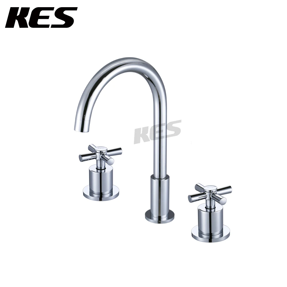 Kes 3-Hole اثنان مقبض صنبور بالوعة الحمام الغرور بالوعة صنبور انتشارا الرصاص النحاس البسيط نحى النيكل ، L4304