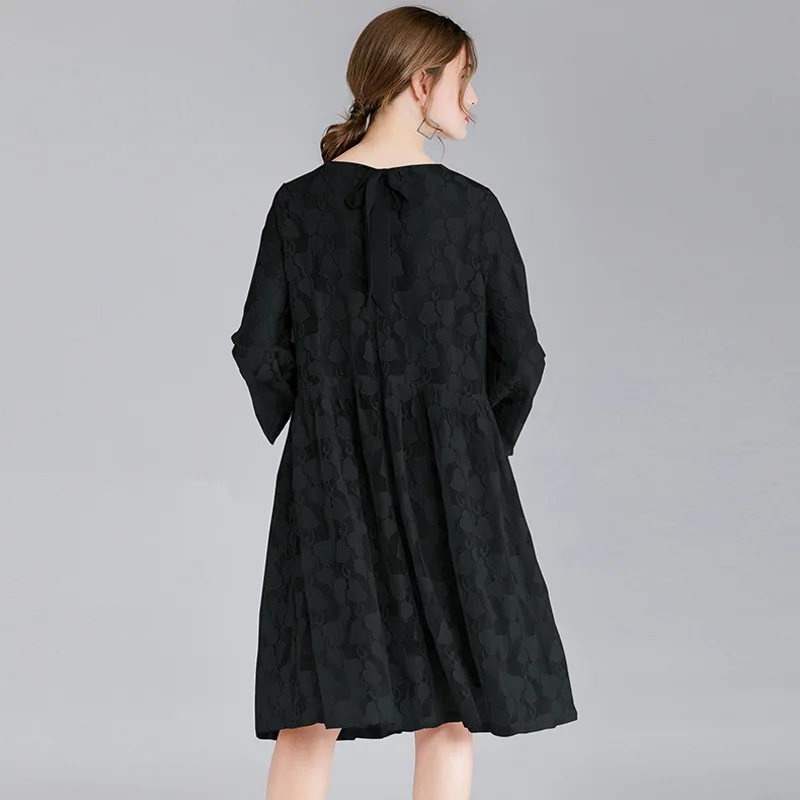 Плюс Размеры 4XL 3XL 2XL XL L Для женщин Весна 3/4 рукавом кружевном платье Высокая Талия