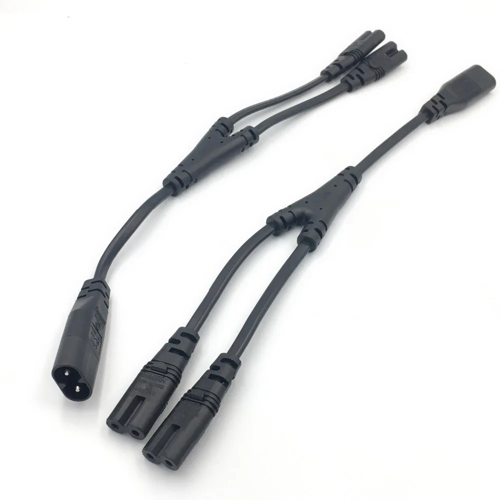 

1PC IEC 320 C8 2Pin Male to 2 x C7 Female Y Split Power Cable About 28CM