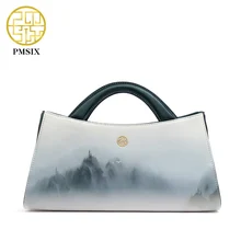 Pmsix 2017 landschaften druck original leder frauen taschen designer-handtaschen mode umhängetasche schönen tragetaschen 120115