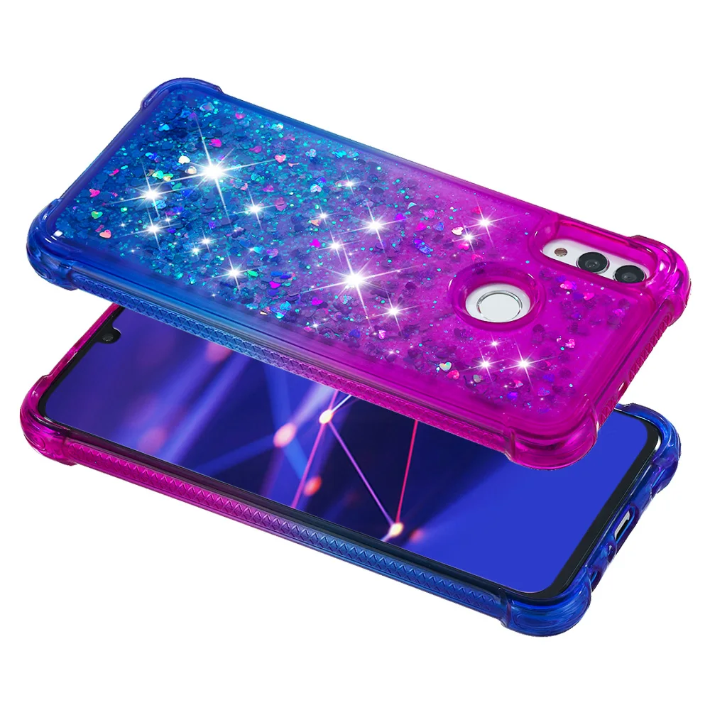 Блестящий чехол с жидкостью для Huawei Honor 10 Lite P Smart 2019 блестящий динамическим