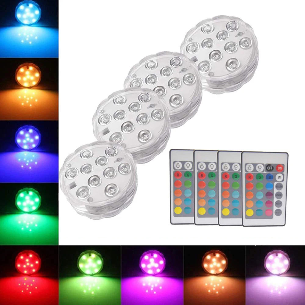 

IP68 Waterprooof RGB Submersible LED Lights Swimming Pool Underwater Night lights for Vase Bowl Fish Tank Pond Wedding Party