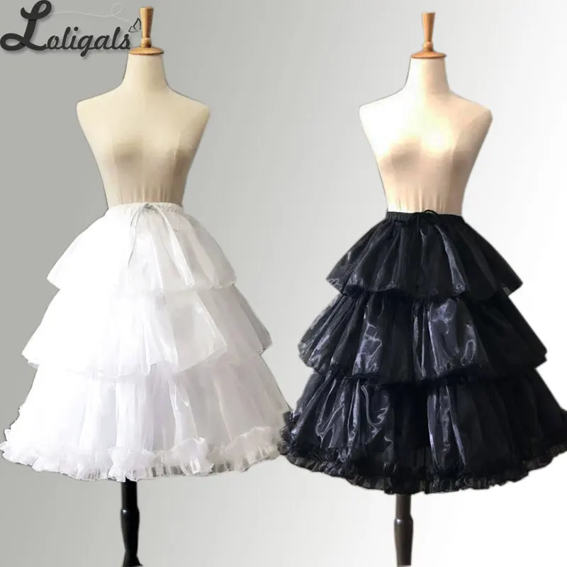 

Black/White Adjustable Lolita Petticoat A line Ruffled Cosplay Under Skirt