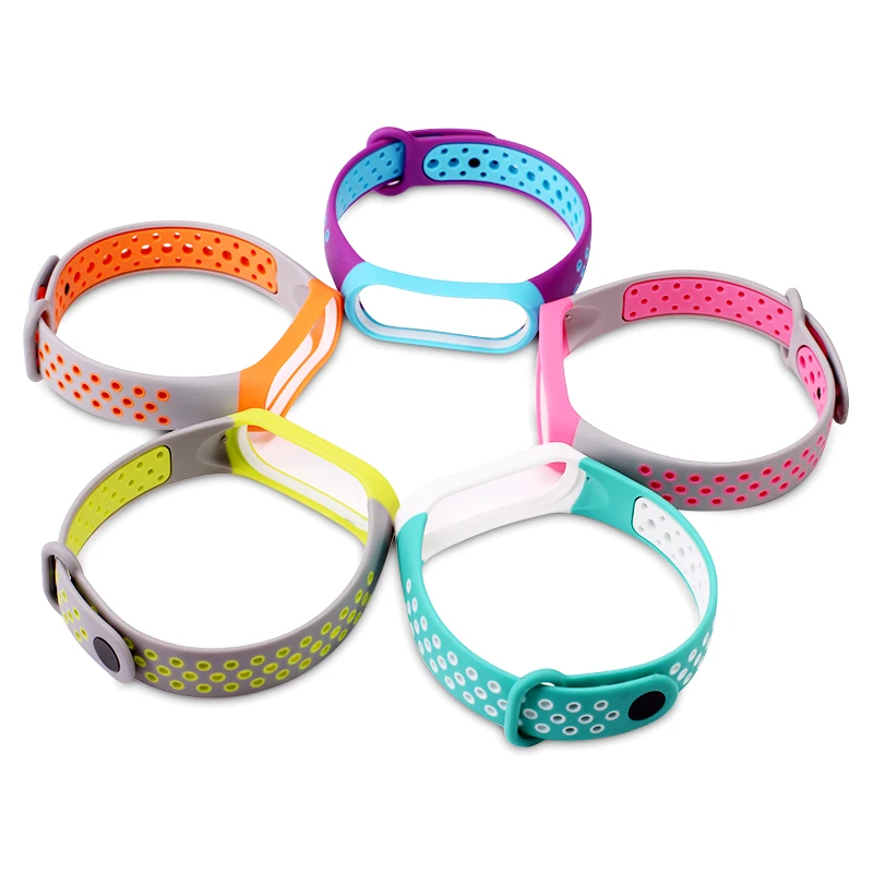 BOORUI mi band 3 ремешок двойной цвет дышащий силиконовый miband Ремень спортивный pulsera