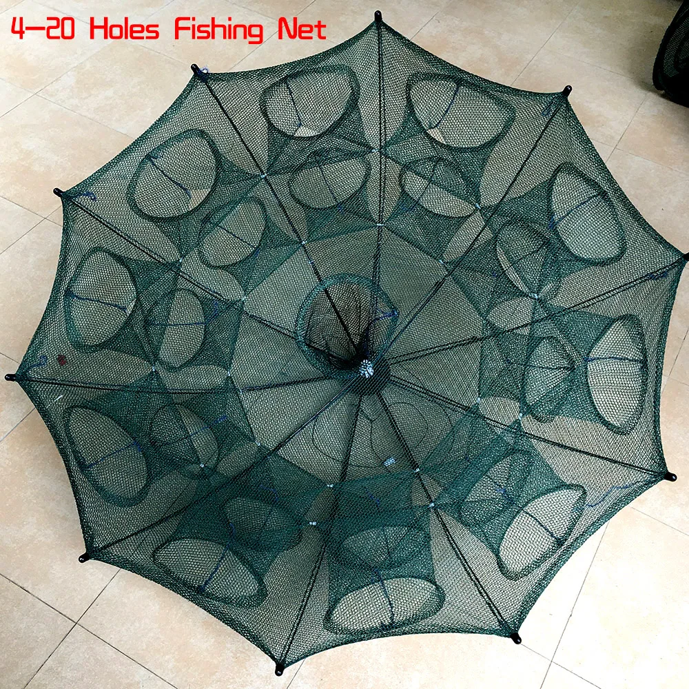 Paperllong/® Handguss Automatische Net Shrimp Cage Nylon Faltbare Crab Fish Trap Net Cast Folding Fishing Network 6 Holes Cast Angeln