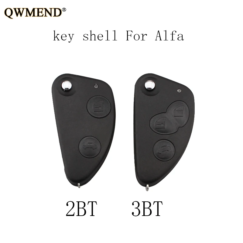 

QWMEND 2 3 Buttons key Shell Car Flip Remote key shell Fob Uncut SIP22 Blade For Alfa Romeo 147 156 166 GT Original keys
