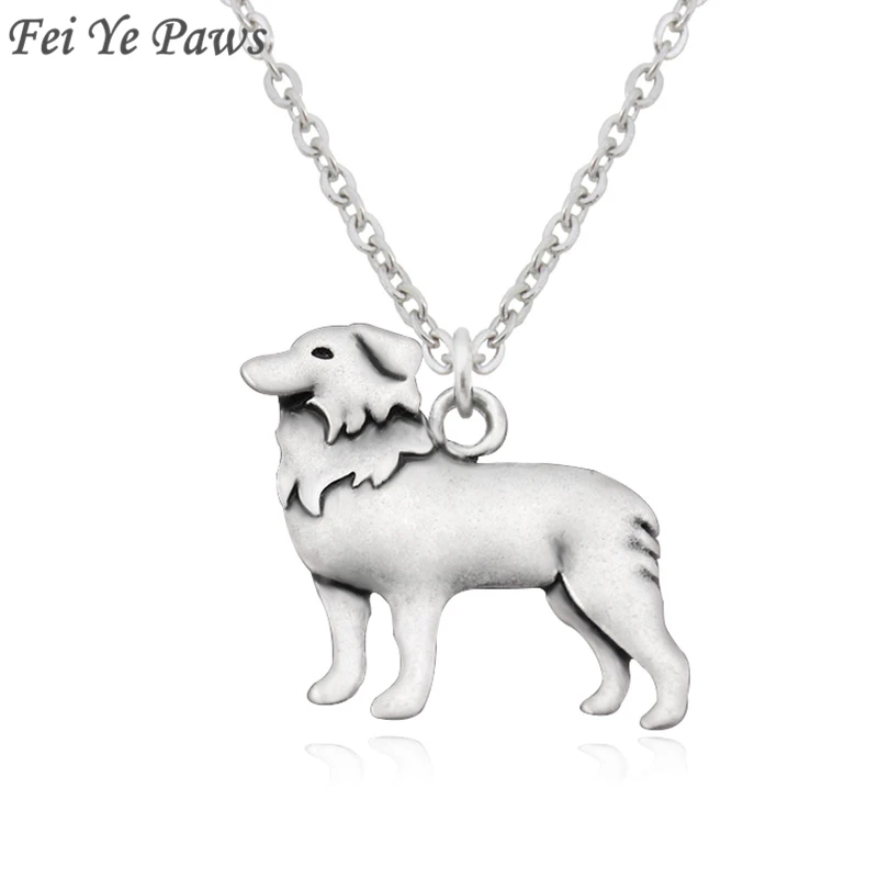 

Vintage Silver Border Collie Dog Charm Pendant Chain Necklace Choker For Women Men Jewelry Chocker Stainless Steel Long Chain