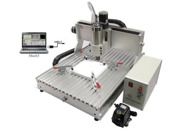 

cnc cutting machine 6040 1.5KW spindle 3axis USB Port wood router with cutter collet clamp vise drilling