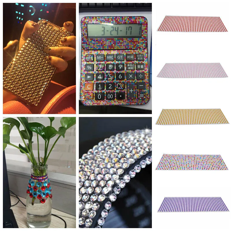 1040pcs/Sheet Mobile PC Diy Acrylic Decals Glitter Bling Rhinestone Self Adhesive Scrapbooking Car Art Sticker Bags Shoes Decor