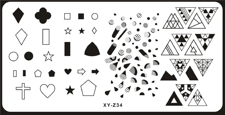 Шаблон геометрии ногтей шаблоны XY-Z серии прямоугольник художественный штамп с изображением для ногтей штамповки пластины 6*12 см - Цвет: 34