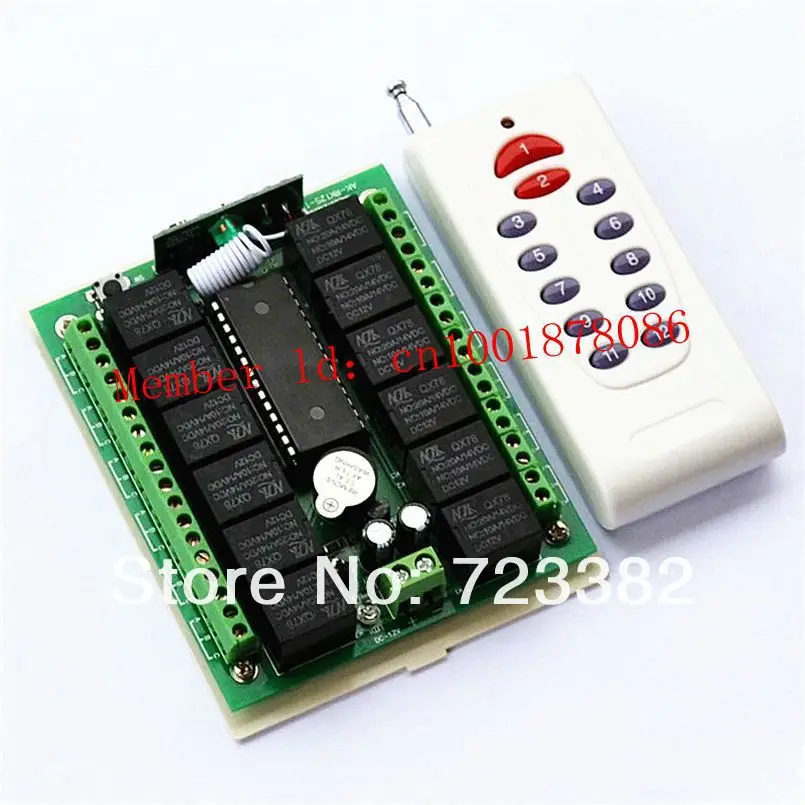 

Free Shipping DC12V RF Remote Control Switch System .12CH(channel) Relay Wireless Receiver&Transmitter for Wireless system