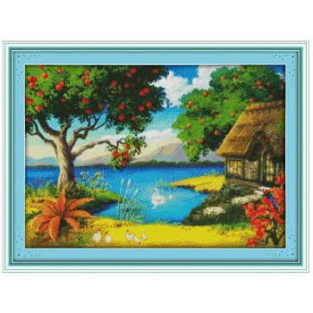 

the Story of Apple Tree Counted Cross Stitch 11CT 14CT Cross Stitch Set Scenery Cross-stitch Kit Embroidery Needlework