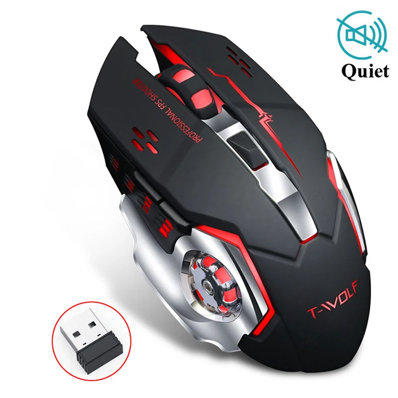 

Professional Silent Gaming Wireless Mouse 2.4GHz 2400DPI Rechargeable Wireless Mice USB Optical Game Backlight Mouse For Gamer