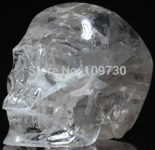 001402 Quartz Rock Crystal Carved Skull Super Realistic Healing |