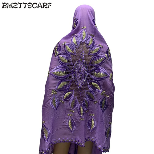 Новое поступление африканские женские шарфы мягкий хлопковый шарф большой дизайн вышивки на спине длинные шали платок BM785 - Цвет: Color 5