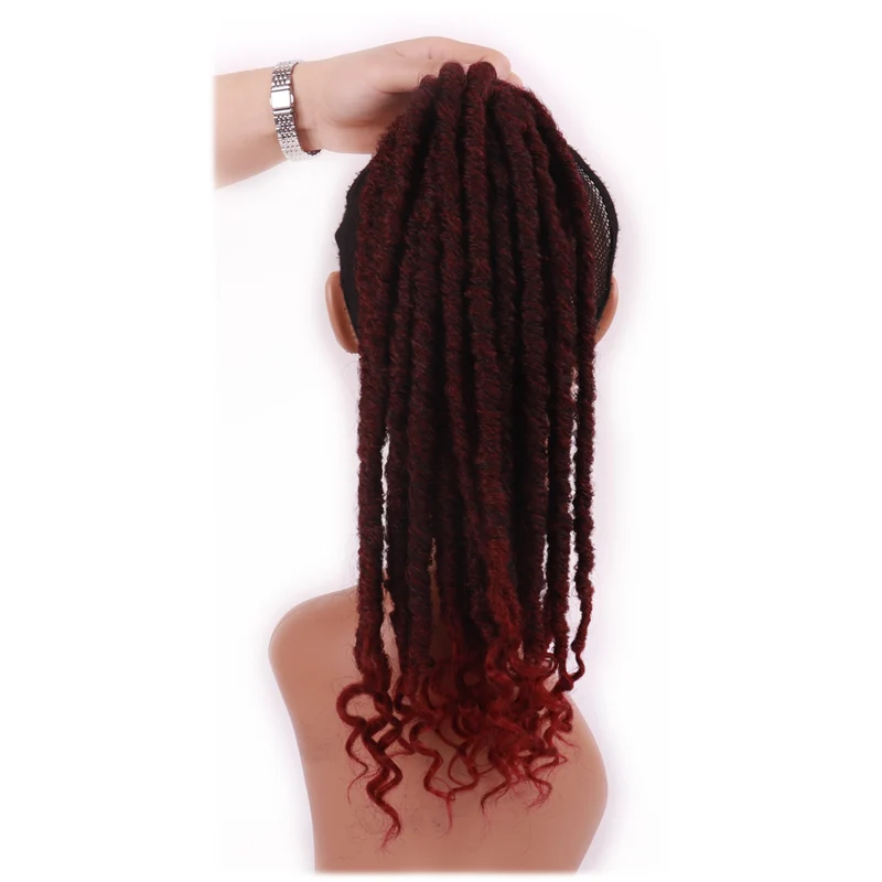 MERISI волосы 18 дюймов Ombre Goddess Faux locs кудряшки для наращивания с шелковистыми прядями синтетические мягкие косички - Цвет: #1