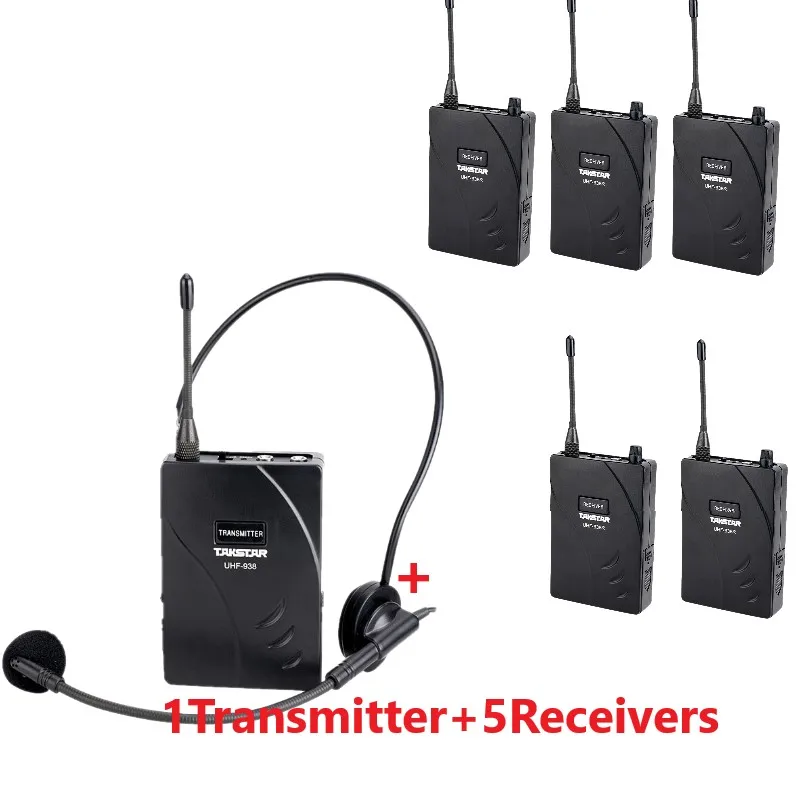 Takstar UHF-938/UHF 938 Беспроводной гид Системы частота УВЧ 1 передатчик+ 5 приемниками/ключ удаленного пункта для проведение экскурсий осмотра достопримечательностей