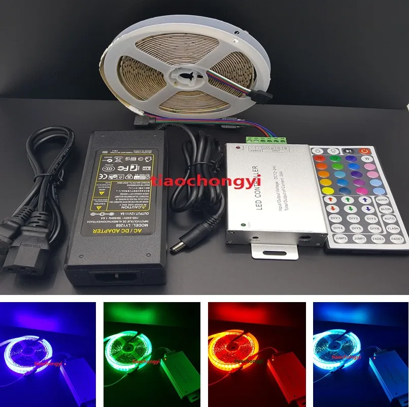 ホット5メートル7色5050-rgb-600led-ledストリップライト非防水dc12v-24a-44key-irリモートコントローラ-8a-12v電源