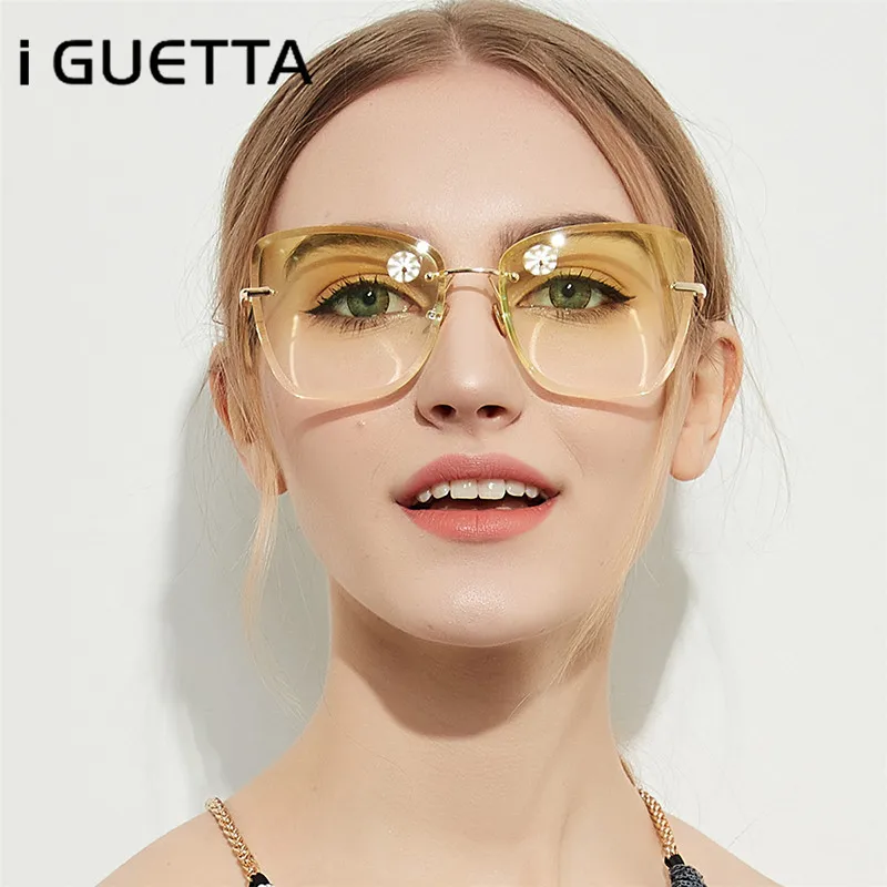 Женские квадратные прозрачные солнцезащитные очки iGUETTA роскошные женские
