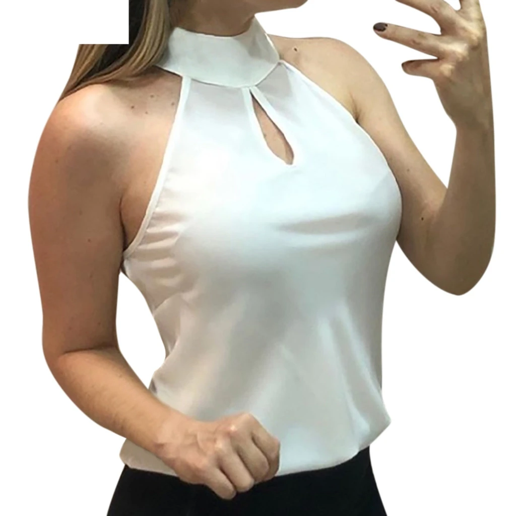 

JAYCOSIN 2019 Women's Ladies Sexy Blouse Sleeveless Halter Hollow Shirt Pullover Vest Tops Dropshiping 19MAR18