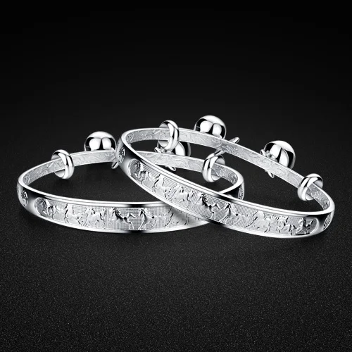 

Chinese Style 925 Sterling Silver Bracelet Baby Solid Silver Baby Bracelet 0-6 age Child Bracelet Charm Silver Bracelet blessing