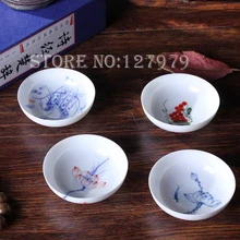 В продаже! Подлинная Цзиндэчжэнь ручная роспись, eggshell фарфоровая чашка, 60 мл кунг-фу чайная чашка, 4 узора/набор