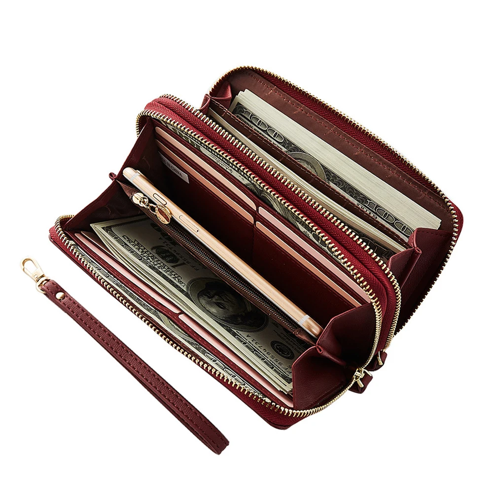 

New Fashion Women Wallets Female Big Capacity PU Leather Purses Ladies Long Double Zipper Wallet Card Holder Clutch Dropshipping