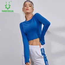 Vansydical Женский Топ с длинным рукавом укороченная бесшовная Спортивная одежда для женщин футболка для спортзала или йоги с отверстием для большого пальца облегающие рубашки для тренировки для женщин