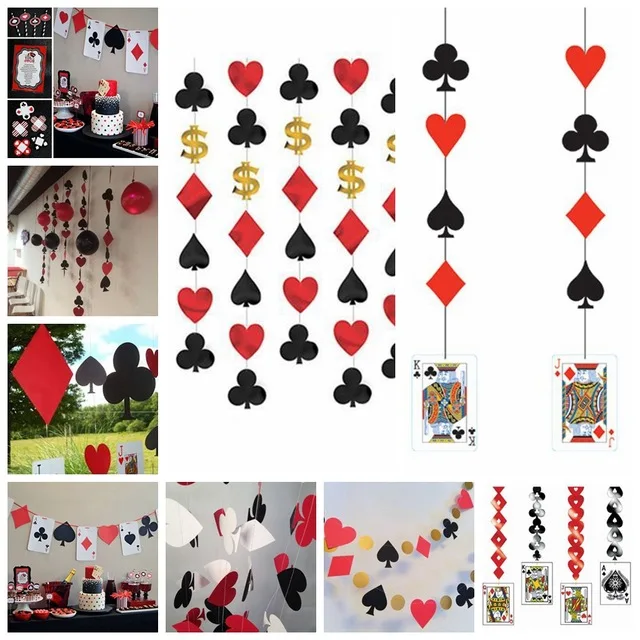 Foil Casino Swirl String Decoration Las Vegas Party Night Card