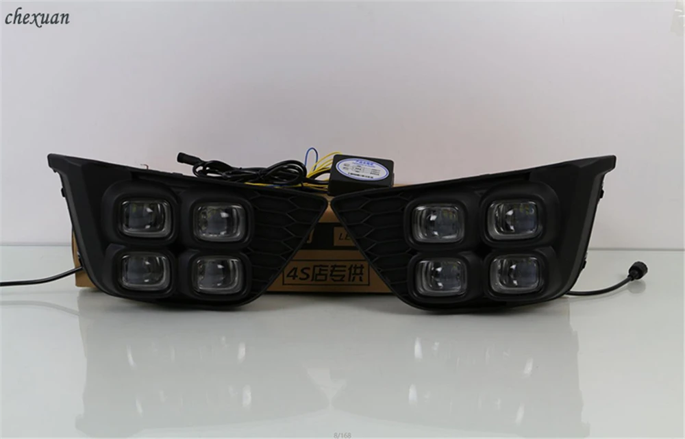 CSCSNL 1 Set LED Car DRL Daytime Running Lights With Turn Yellow Signal 12V ABS Fog Light For Honda JAZZ Fit