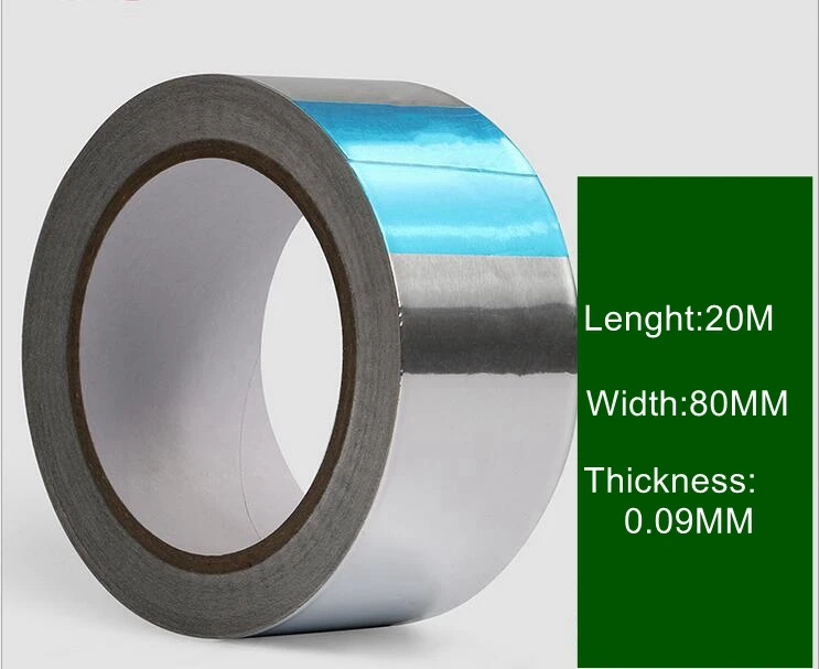 

1Rolls Width 250mmx20m thickness 0.09mm,Aluminum Foil tape Adhesive,Heat-resistant,waterproof,radiation protection,shielding