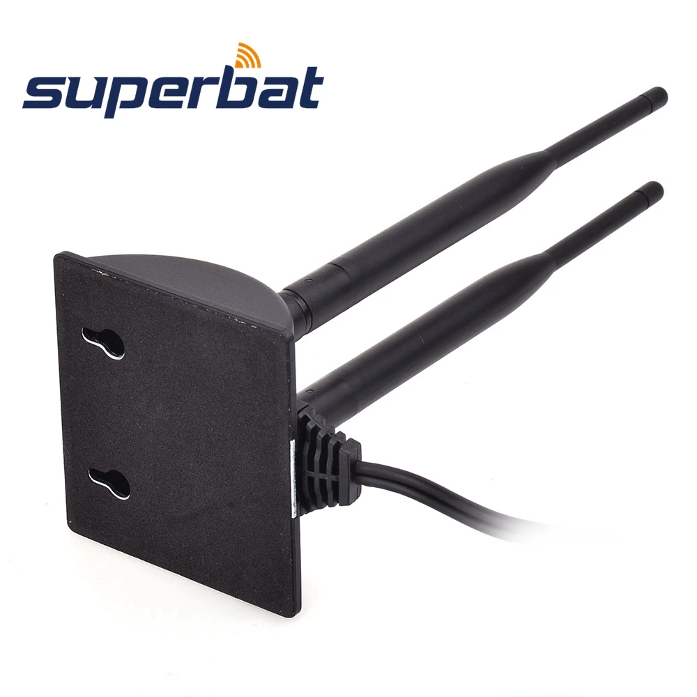Superbat Dual Antenna 6DBi Omni Directional RP-SMA Plug Male(Female pin) Connector for Indoor WiFi Wireless Range Signal