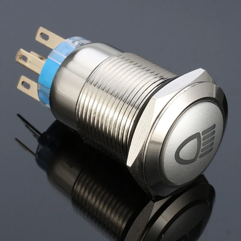 JXLCLYL 1pc 12V 19mm 5Pin Red LED Metal Push Button Latching Switch For Car Fog Light