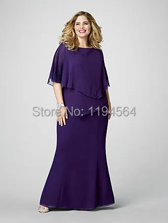 2014 purple gasa madre vestidos tallas grandes vestido de madrina