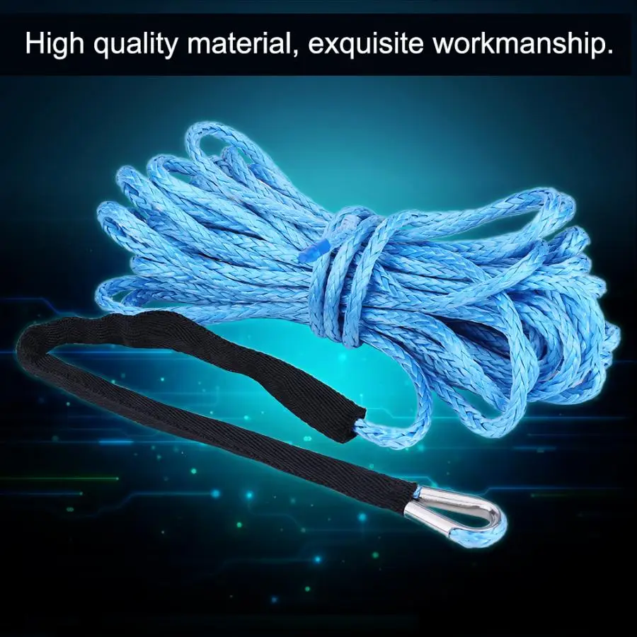 العالمي 15 m * 6 مللي متر الاصطناعية حبل رفع خط كابل W/واقية كم 5500 رطلا لل SUV ATV UTV ضوء شاحنة الأزرق أدوات السيارات