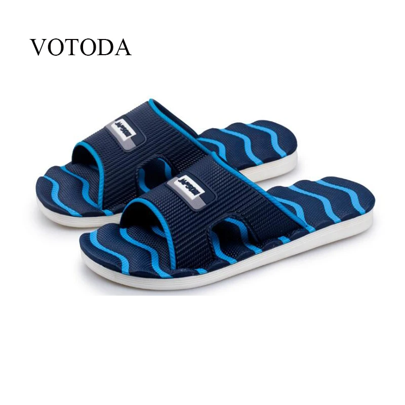 

VOTODA New Men's EVA Waves Striped Slippers Men Mixed Color Home Bathroom Massage Slides Casual Beach Breathable Flip Flops Hot