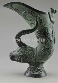 

Asia Collectible antique decorated old handwork Bronze animal statue Carved Sheep Gecko Vase