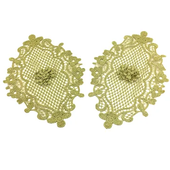 

2pc Water Soluble Gold Embroidery Patch Baroque Net Flower Lace Applique Embroidered Patches For Clothing Parches Ropa AC1462