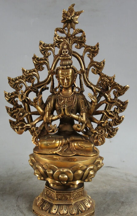 

JP S0524 14" Tibet Tibetan Buddhism Brass Seat 18 Hands Maha Cundi Mother Buddha Statue Discount 35%