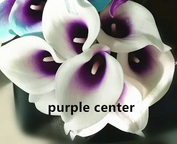 Настоящее прикосновение Пикассо фиолетовый Калла лилии букет 10 шт./лот замороженное сердце Калла Лилия для свадебных букетов - Цвет: purple center