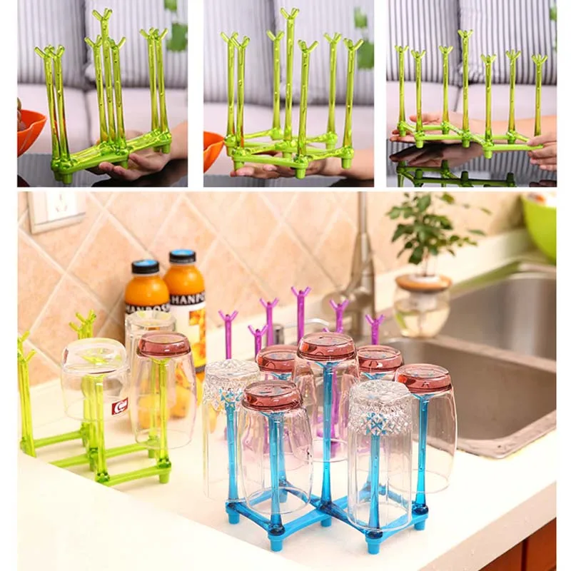 Foldable Baby Bottle Drying Rack Storage Feeding Portable Folding Rack Dry Travel Water Mug Drainer Cup Stand Glass Holder Shelf