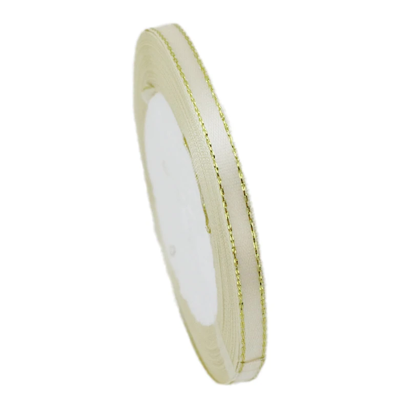 Luxurious Gold Edge Satin Ribbon - High-Quality Gift Packaging, Multiple Widths Available