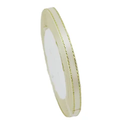 Luxurious Gold Edge Satin Ribbon - High - Quality Gift Packaging, Multiple Widths Available - 10mm (Beige)