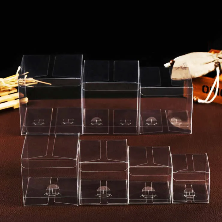 

30pcs/lot Many Sizes Clear PVC Box Transparent Storage Boxes Party Gifts Packaging Box Square Small Plastic Gift Boxes