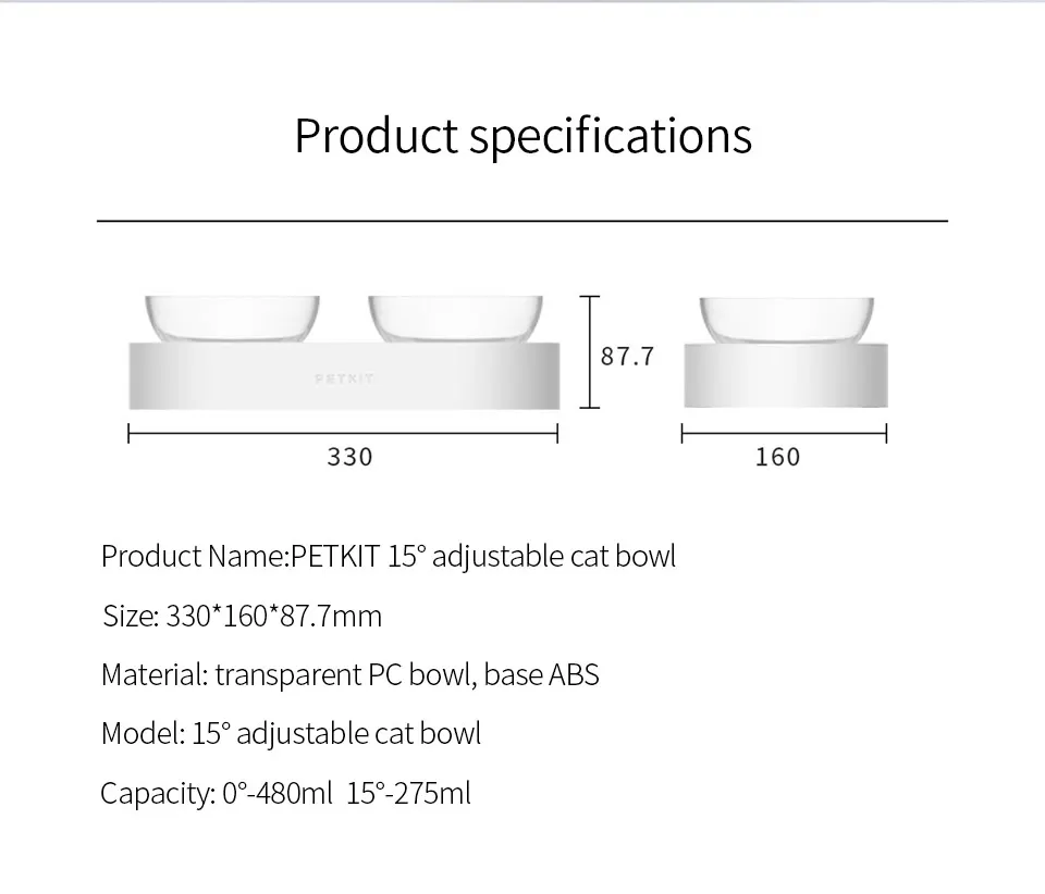 XIAOMI Youpin PETKIT 15 градусов регулируемая двойная чаша место еды и воды вместе двойного назначения Удобная миска для кошки