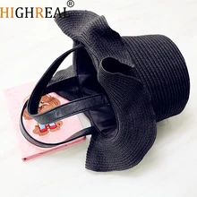 HIGHREAL New Bohemian Beach Bag for Women Cute Handmade Straw Bags Summer Grass Handbags Drawstring Basket Bag Travel Tote