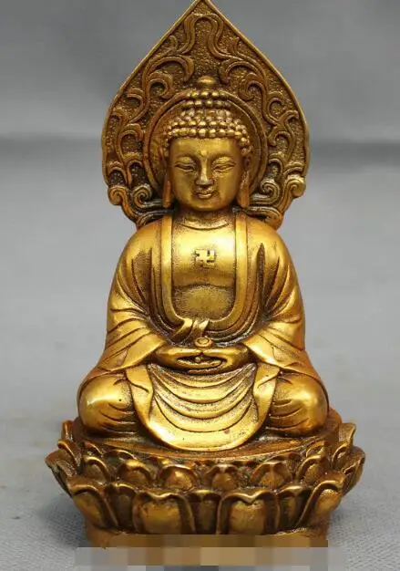 

S3750 Folk Chinese Bronze Gilt Buddhism Shakyamuni Sakyamuni Buddha Bowl Statue Set
