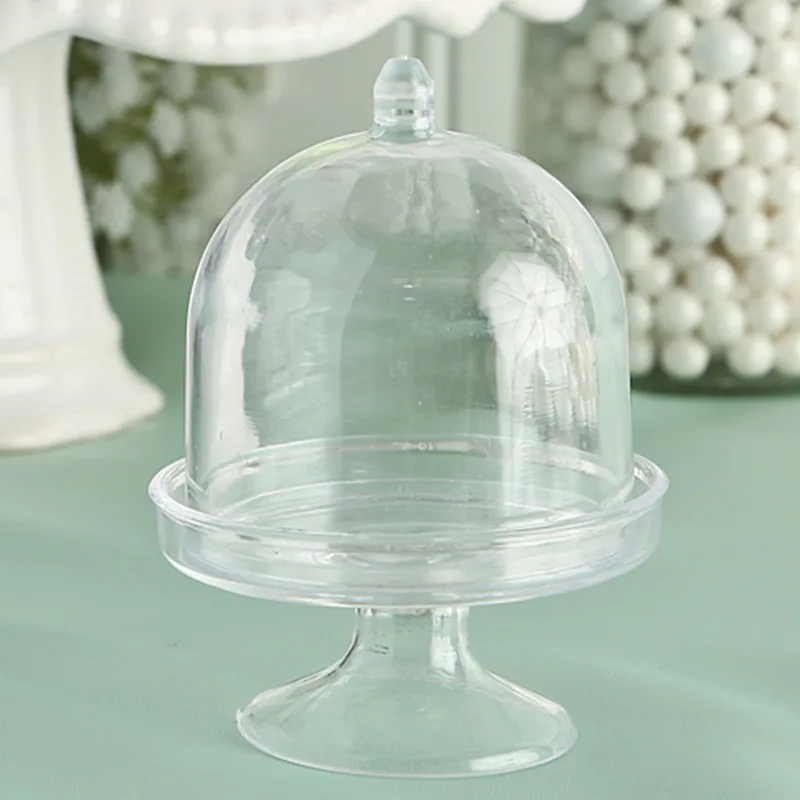 

24pcs/Lot Baby Shower Gifts First Birthday Party Favors Mini Cake Stand Cupcake Box Transparent Candy Box with Customized Labels