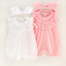 Bébé vêtements coton bébé fille vêtements 2017 summer infant fille dress combinaisons enfants costume pour nouveau-né bébé fille barboteuses