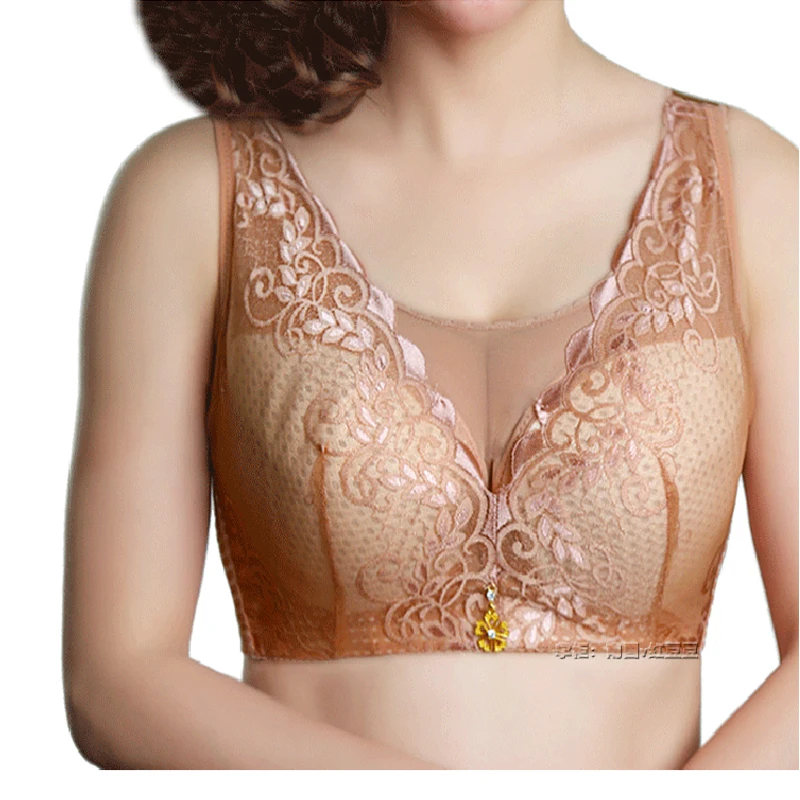 women's bra plus size  bra straps  underwear  ultra-thin no sponge no steel ring bra gathered Full cup CDE cup